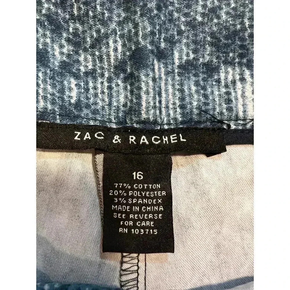Zac & Rachel capri pants blue snake skin pattern size 16 - Picture 5 of 8